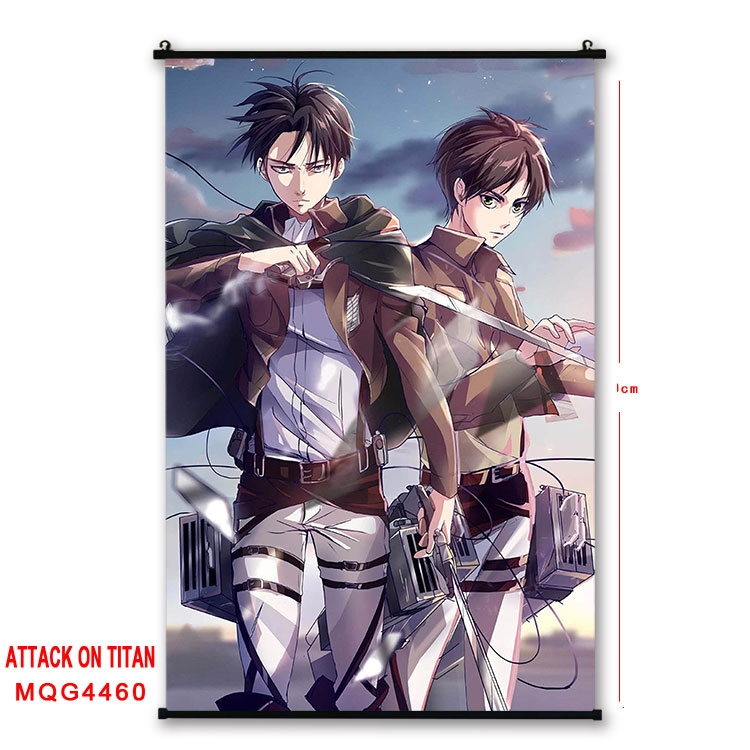 Shingeki no Kyojin black Plastic rod Cloth painting Wall Scroll 60X90CM MQG-4460