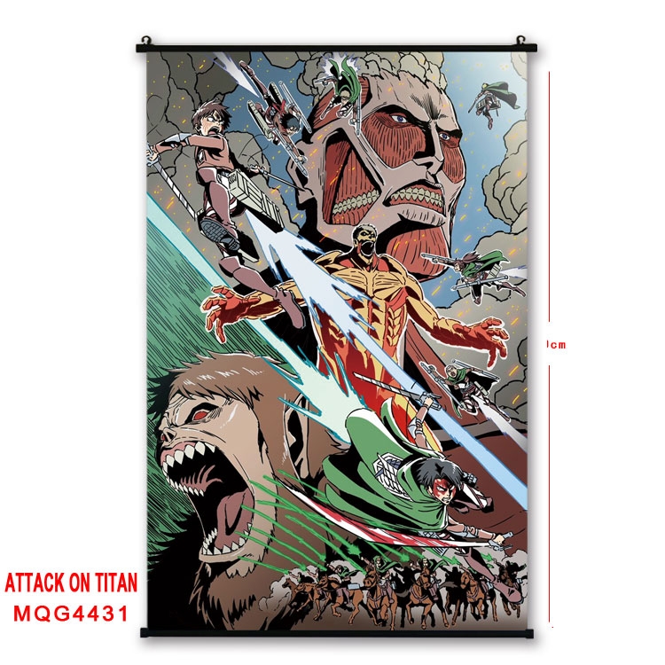 Shingeki no Kyojin black Plastic rod Cloth painting Wall Scroll 60X90CM MQG-4431