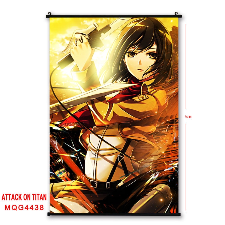 Shingeki no Kyojin black Plastic rod Cloth painting Wall Scroll 60X90CM  MQG-4438