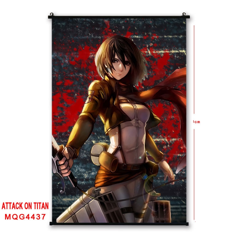 Shingeki no Kyojin black Plastic rod Cloth painting Wall Scroll 60X90CM MQG-4437