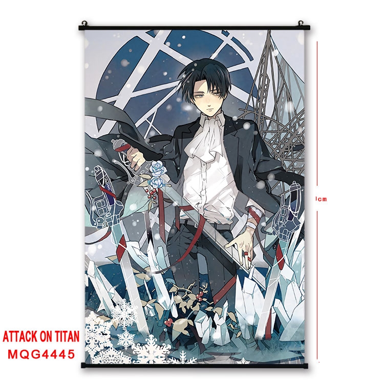 Shingeki no Kyojin black Plastic rod Cloth painting Wall Scroll 60X90CM MQG-4445