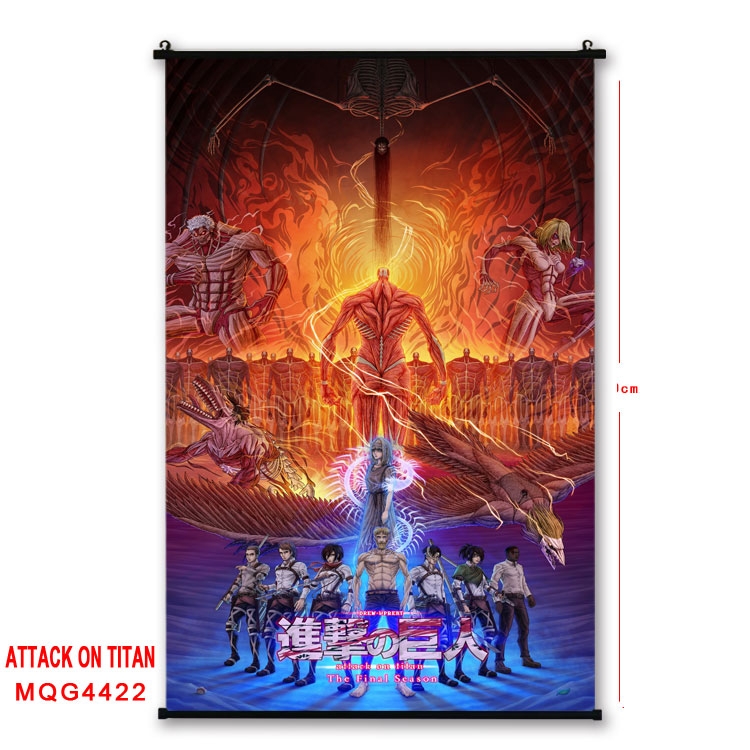 Shingeki no Kyojin black Plastic rod Cloth painting Wall Scroll 60X90CM MQG-4422