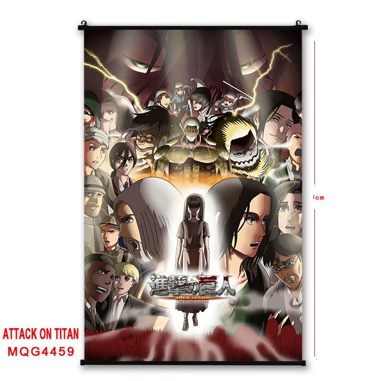 Shingeki no Kyojin black Plastic rod Cloth painting Wall Scroll 60X90CM MQG-4459