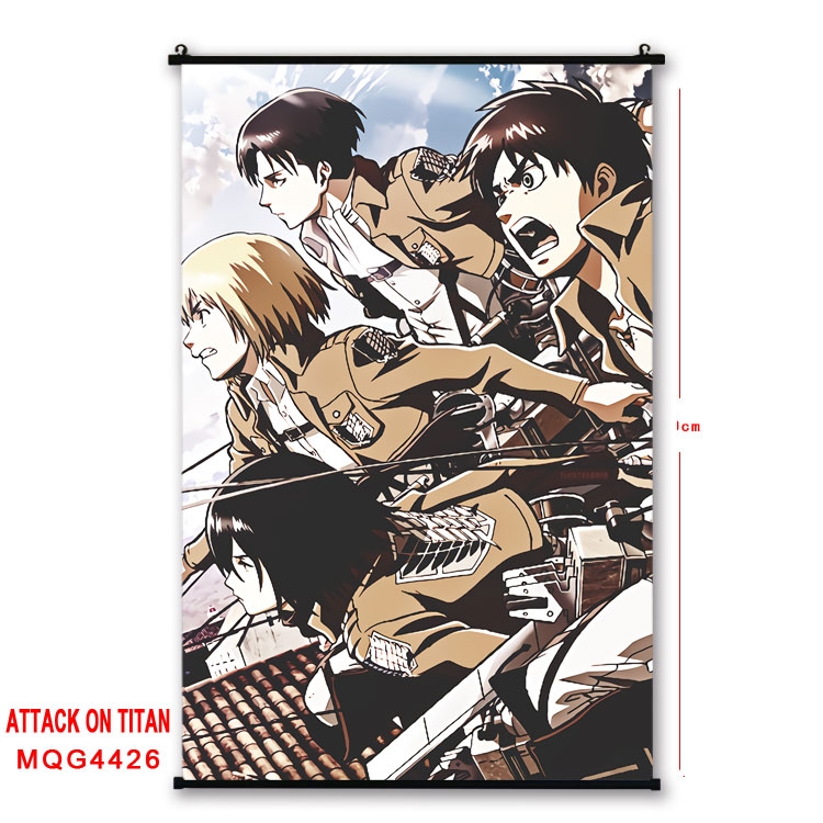 Shingeki no Kyojin black Plastic rod Cloth painting Wall Scroll 60X90CM MQG-4426