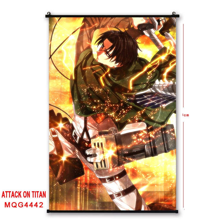 Shingeki no Kyojin black Plastic rod Cloth painting Wall Scroll 60X90CM MQG-4442