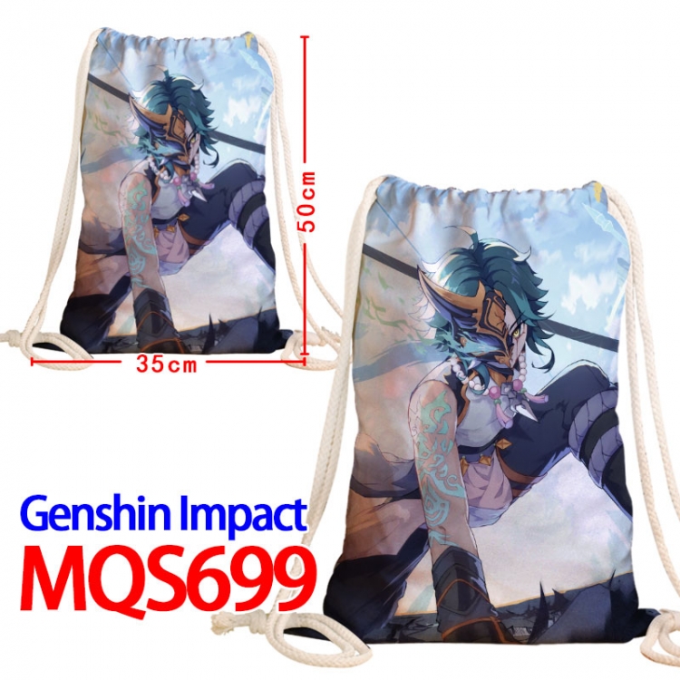 Genshin Impact Canvas Drawstring Drawstring Backpack 50x35cm  MQS-699