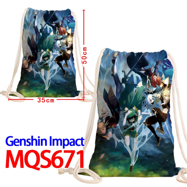 Genshin Impact Canvas Drawstring Drawstring Backpack 50x35cm MQS-671