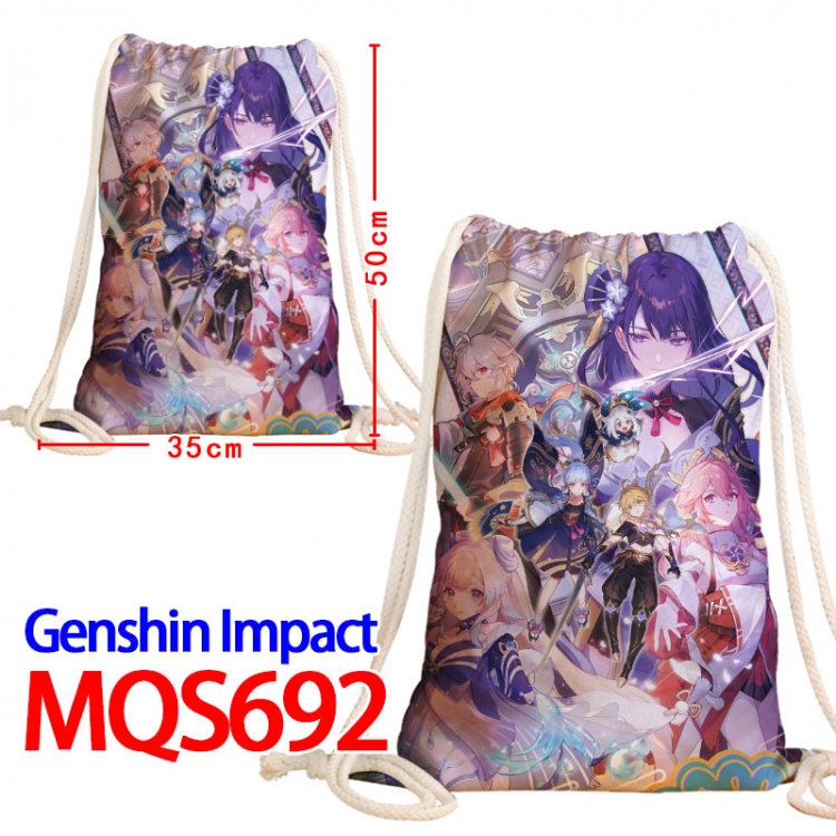 Genshin Impact Canvas Drawstring Drawstring Backpack 50x35cm MQS-692