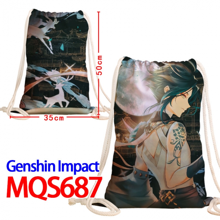 Genshin Impact Canvas Drawstring Drawstring Backpack 50x35cm  MQS-687