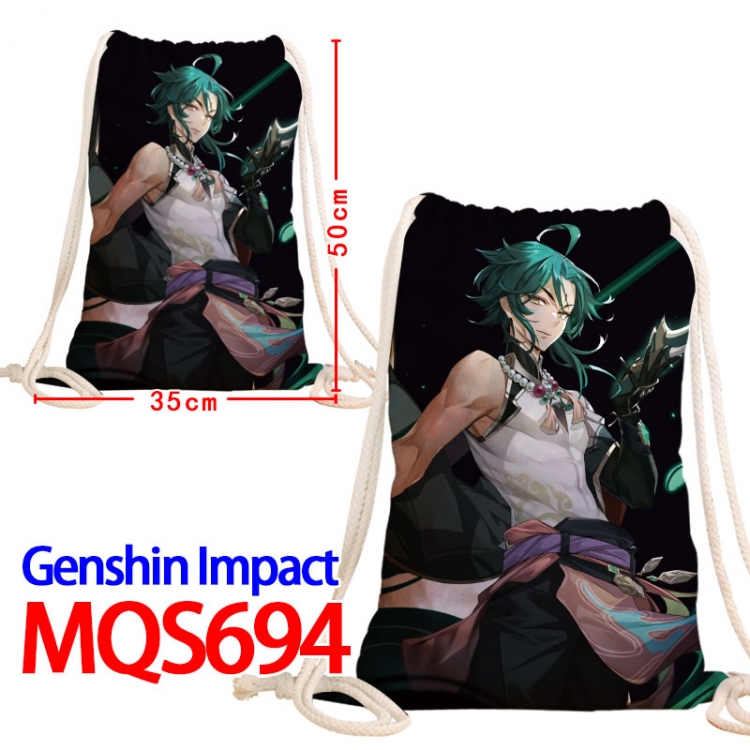 Genshin Impact Canvas Drawstring Drawstring Backpack 50x35cm MQS-694