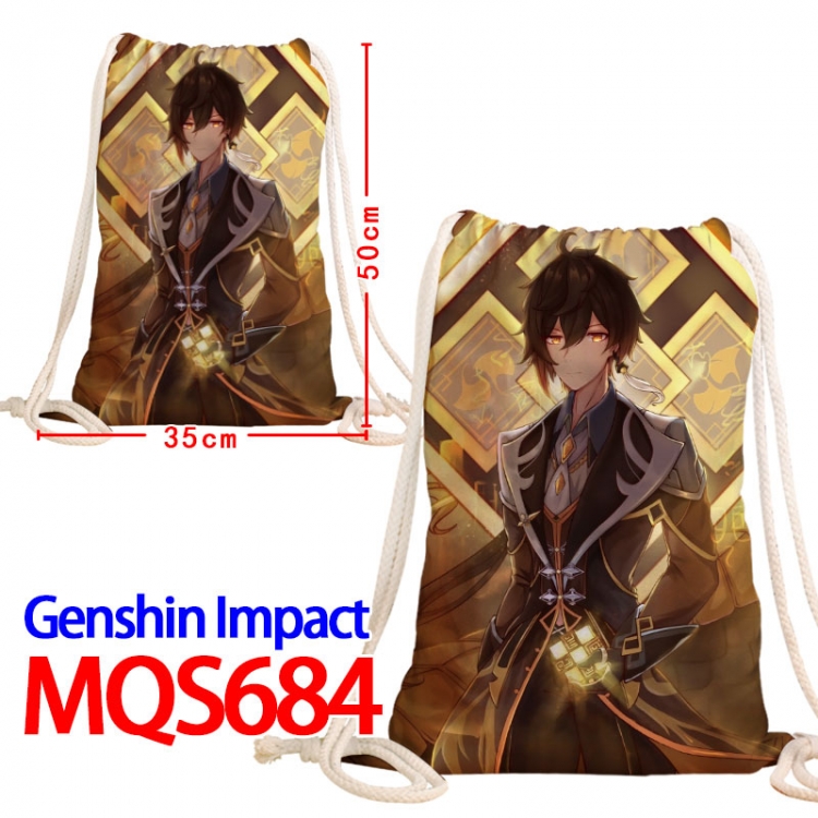 Genshin Impact Canvas Drawstring Drawstring Backpack 50x35cm MQS-684