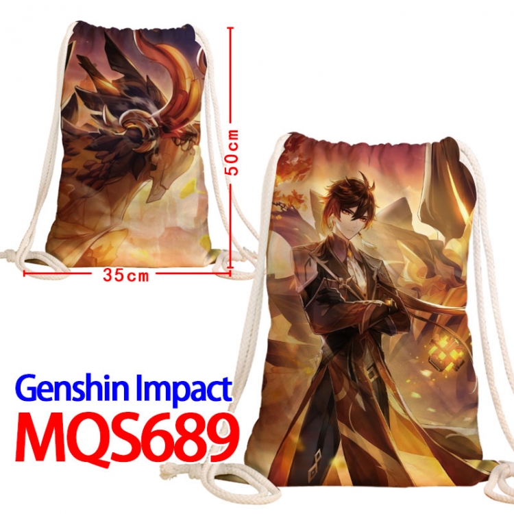 Genshin Impact Canvas Drawstring Drawstring Backpack 50x35cm MQS-689