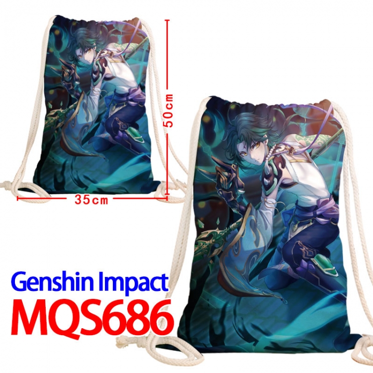 Genshin Impact Canvas Drawstring Drawstring Backpack 50x35cm MQS-686