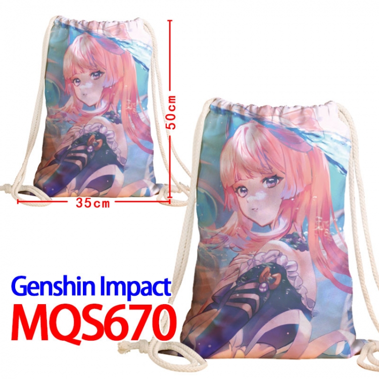 Genshin Impact Canvas Drawstring Drawstring Backpack 50x35cm MQS-670