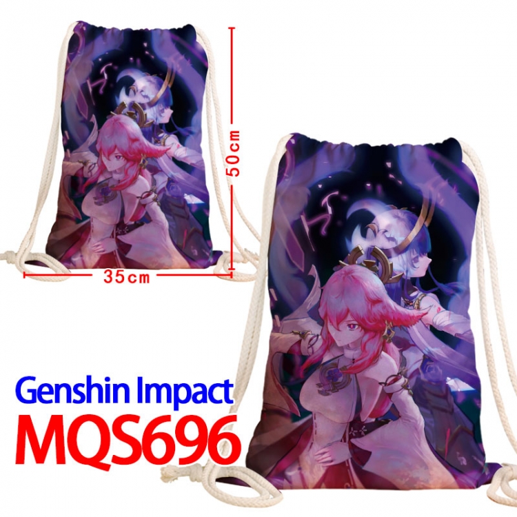 Genshin Impact Canvas Drawstring Drawstring Backpack 50x35cm MQS-696