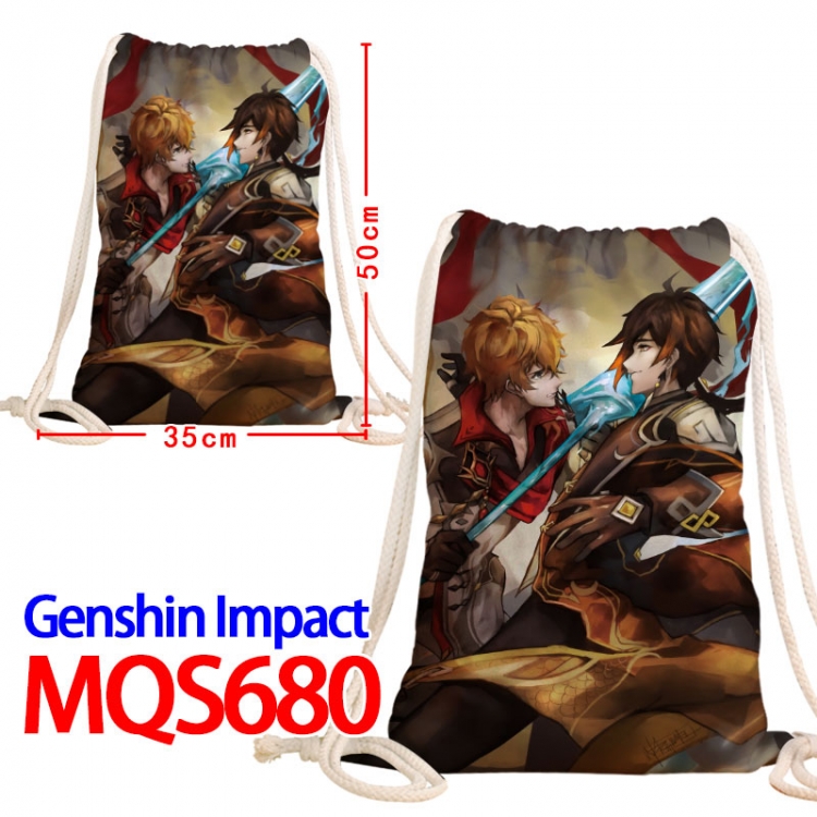 Genshin Impact Canvas Drawstring Drawstring Backpack 50x35cm  MQS-680