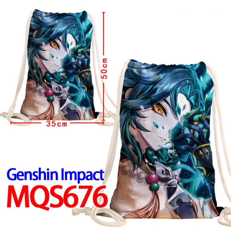 Genshin Impact Canvas Drawstring Drawstring Backpack 50x35cm MQS-676