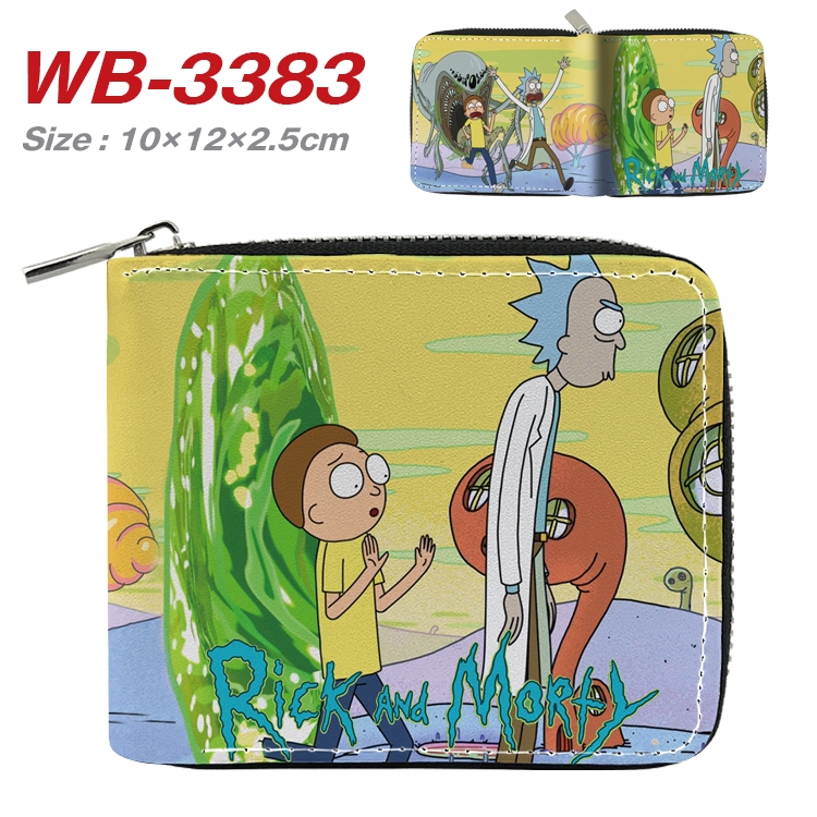Rick and Morty Anime Full Color Short All Inclusive Zipper Wallet 10x12x2.5cm WB-3383A