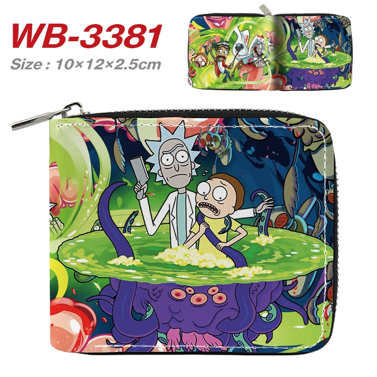 Rick and Morty Anime Full Color Short All Inclusive Zipper Wallet 10x12x2.5cm WB-3381A