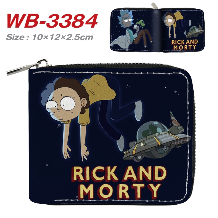 Rick and Morty Anime Full Color Short All Inclusive Zipper Wallet 10x12x2.5cm WB-3384A