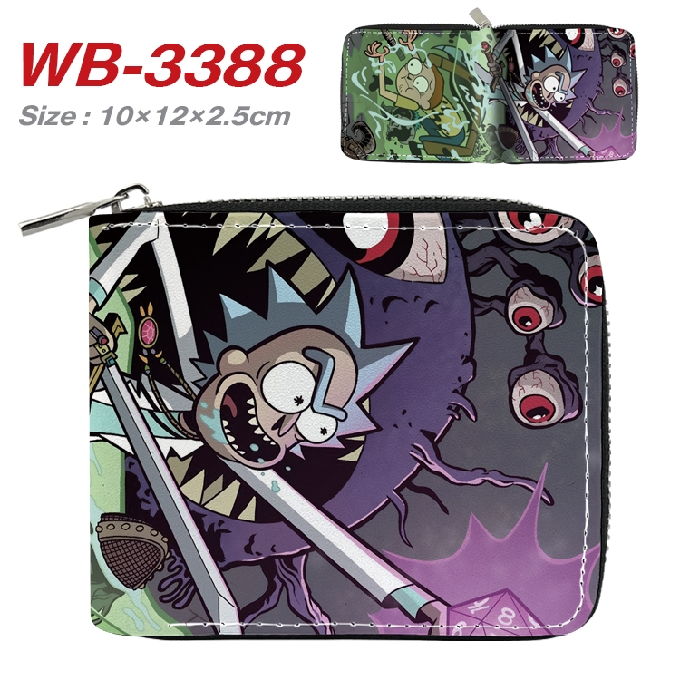 Rick and Morty Anime Full Color Short All Inclusive Zipper Wallet 10x12x2.5cm WB-3388A