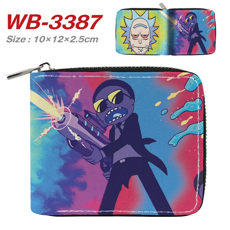 Rick and Morty Anime Full Color Short All Inclusive Zipper Wallet 10x12x2.5cm WB-3387A