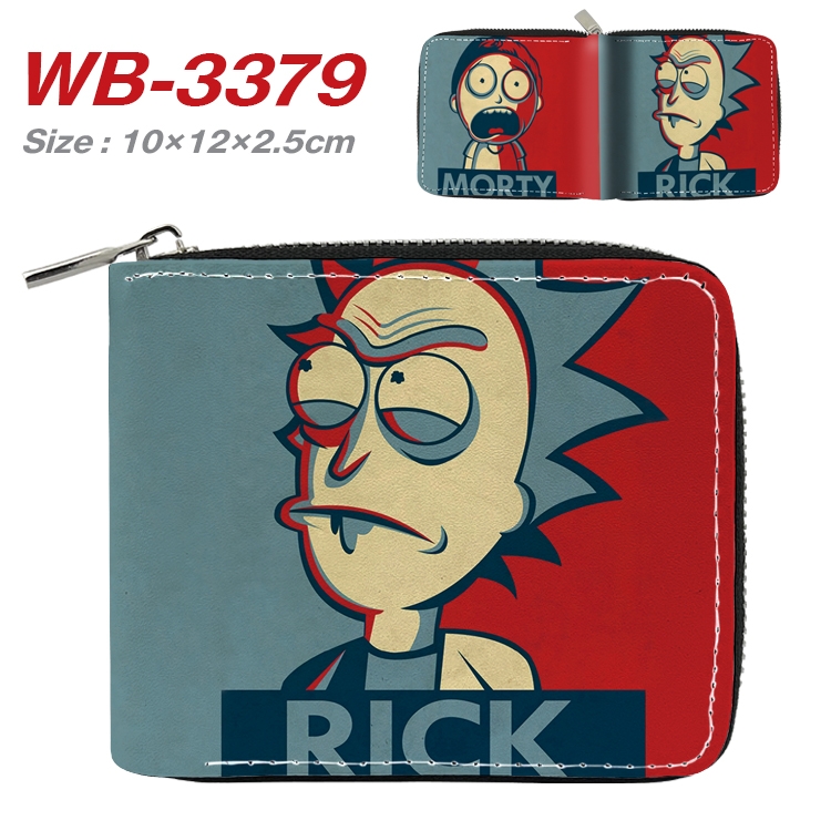 Rick and Morty Anime Full Color Short All Inclusive Zipper Wallet 10x12x2.5cm WB-3379A