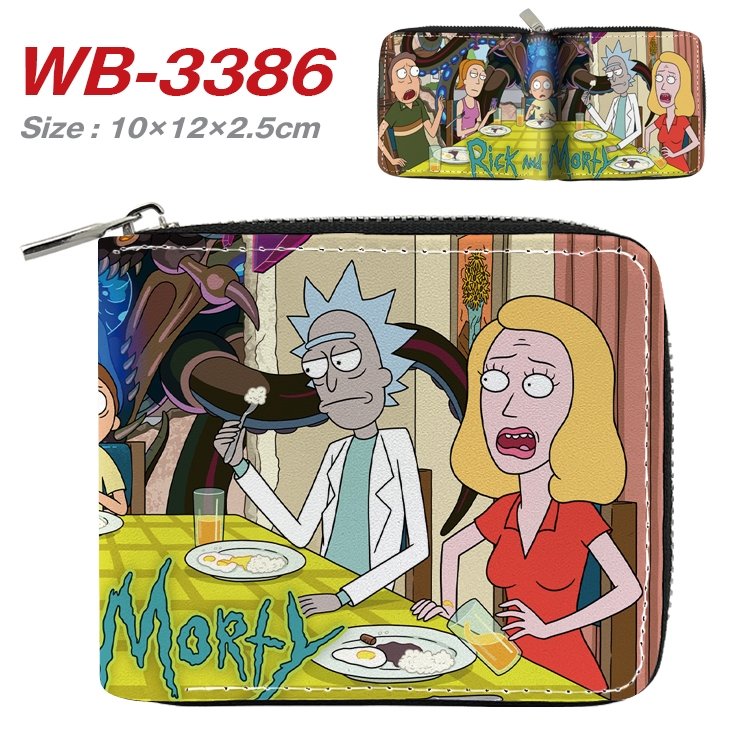 Rick and Morty Anime Full Color Short All Inclusive Zipper Wallet 10x12x2.5cm WB-3386A