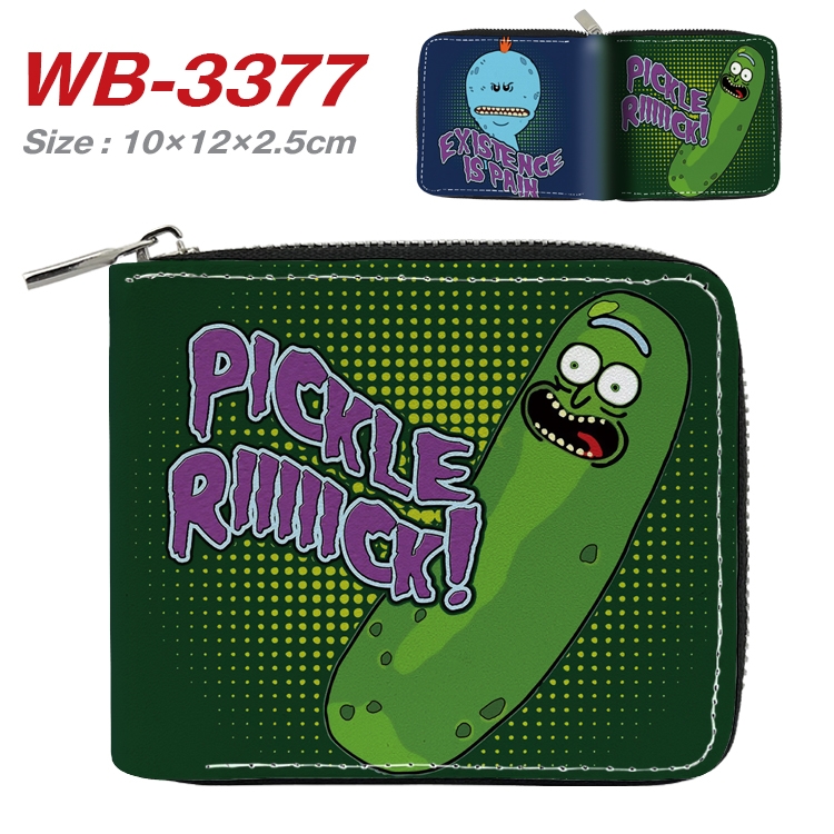 Rick and Morty Anime Full Color Short All Inclusive Zipper Wallet 10x12x2.5cm WB-3377A