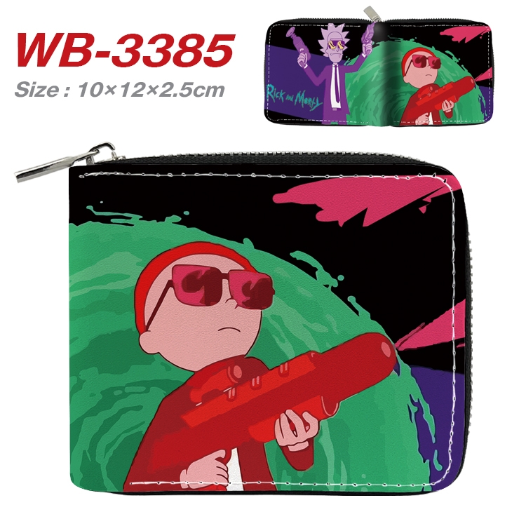 Rick and Morty Anime Full Color Short All Inclusive Zipper Wallet 10x12x2.5cm WB-3385A