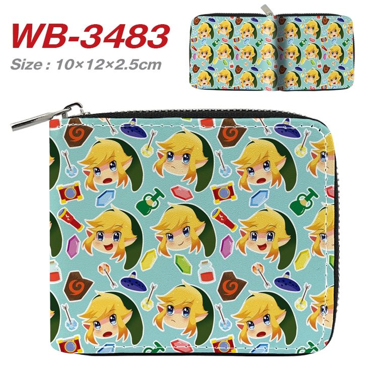 The Legend of Zelda Anime Full Color Short All Inclusive Zipper Wallet 10x12x2.5cm WB-3483A