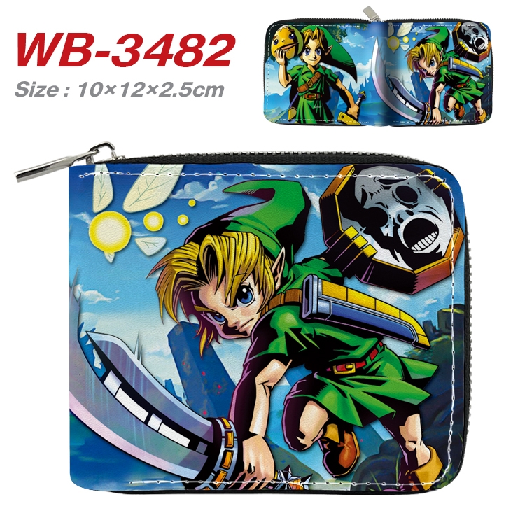 The Legend of Zelda Anime Full Color Short All Inclusive Zipper Wallet 10x12x2.5cm WB-3482A