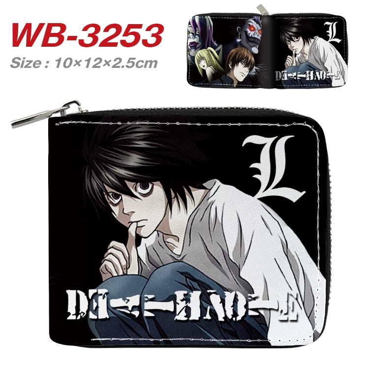 Death note Anime Full Color Short All Inclusive Zipper Wallet 10x12x2.5cm WB-3253A