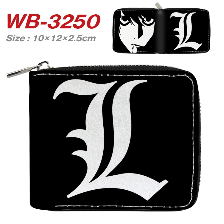 Death note Anime Full Color Short All Inclusive Zipper Wallet 10x12x2.5cm  WB-3250A