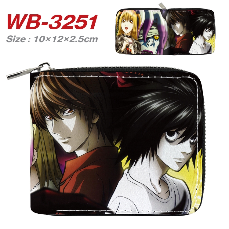 Death note Anime Full Color Short All Inclusive Zipper Wallet 10x12x2.5cm WB-3251A