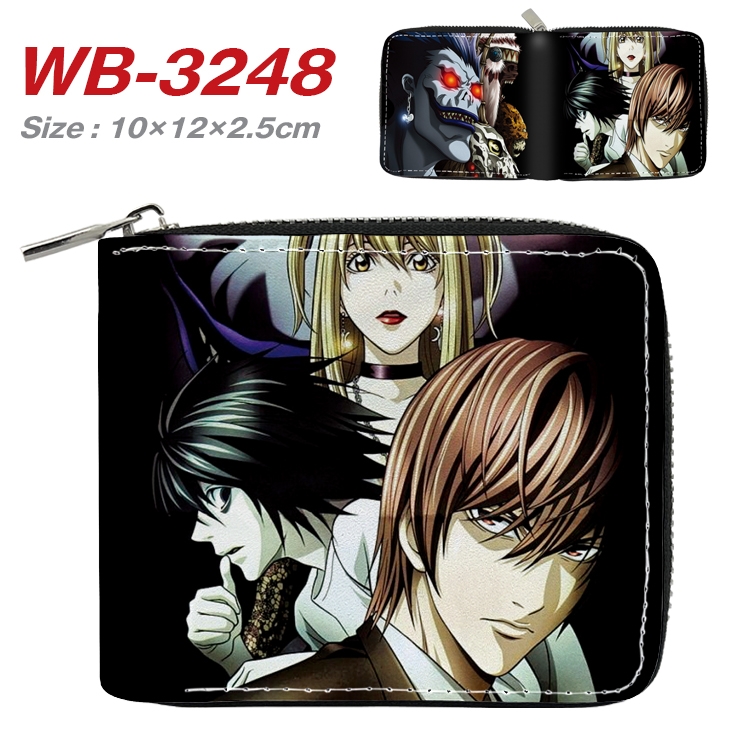 Death note Anime Full Color Short All Inclusive Zipper Wallet 10x12x2.5cm WB-3248A