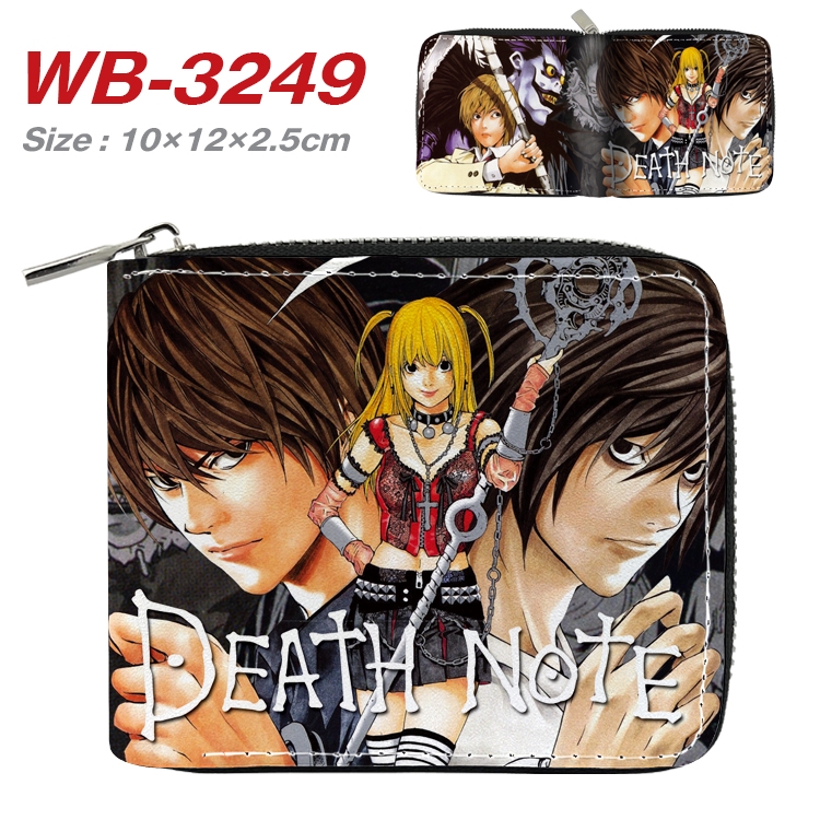 Death note Anime Full Color Short All Inclusive Zipper Wallet 10x12x2.5cm WB-3249A