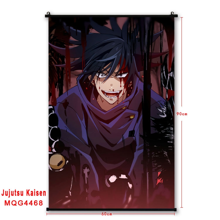 Jujutsu Kaisen black Plastic rod Cloth painting Wall Scroll 60X90CM MQG-4468