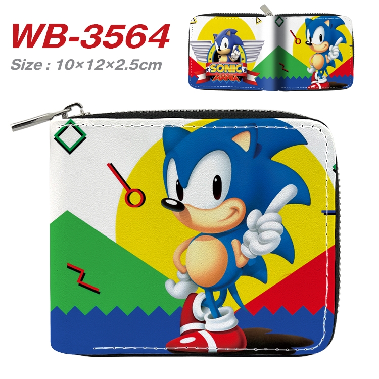 Sonic The Hedgehog Anime Full Color Short All Inclusive Zipper Wallet 10x12x2.5cm  WB-3564A