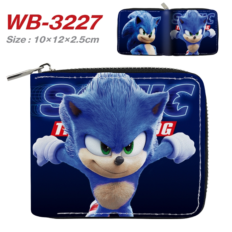 Sonic The Hedgehog Anime Full Color Short All Inclusive Zipper Wallet 10x12x2.5cm WB-3227A