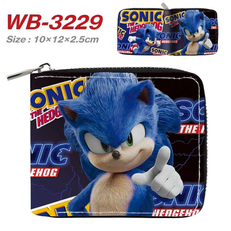 Sonic The Hedgehog Anime Full Color Short All Inclusive Zipper Wallet 10x12x2.5cm WB-3229A