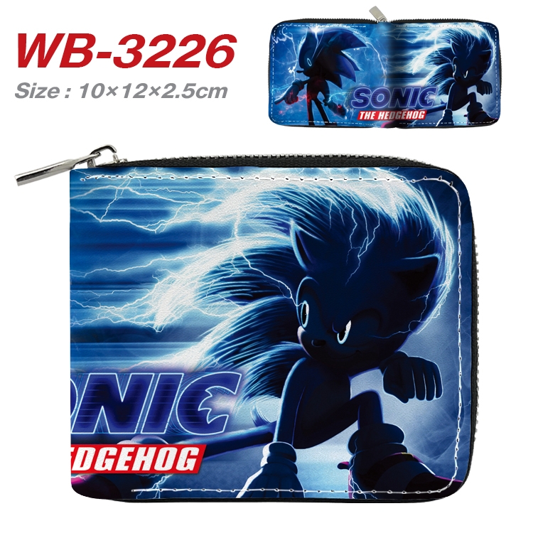 Sonic The Hedgehog Anime Full Color Short All Inclusive Zipper Wallet 10x12x2.5cm  WB-3226A