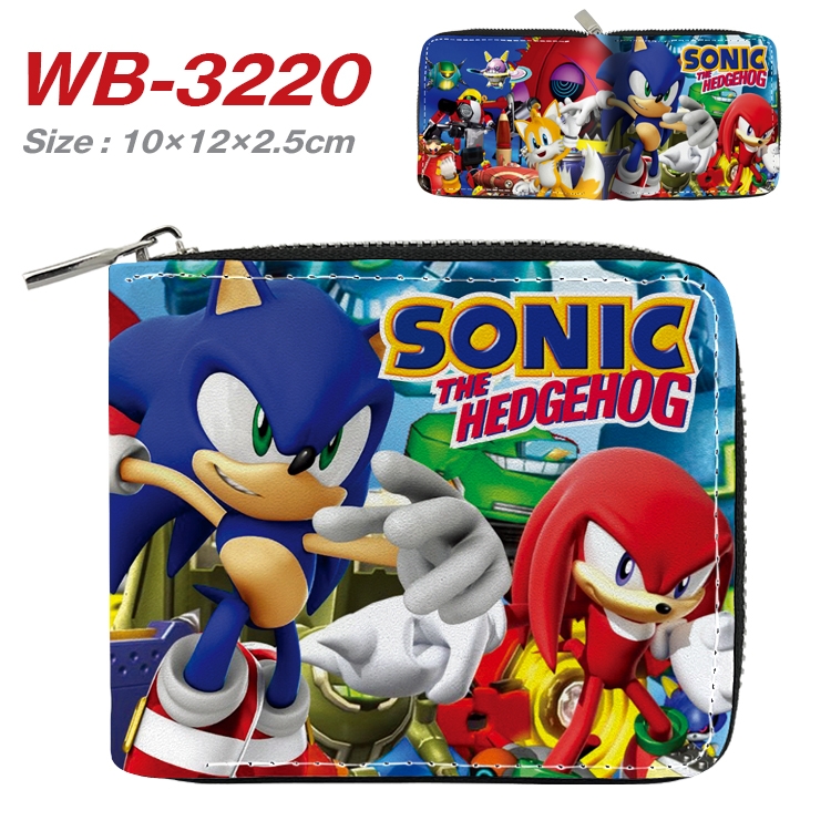 Sonic The Hedgehog Anime Full Color Short All Inclusive Zipper Wallet 10x12x2.5cm  WB-3220A