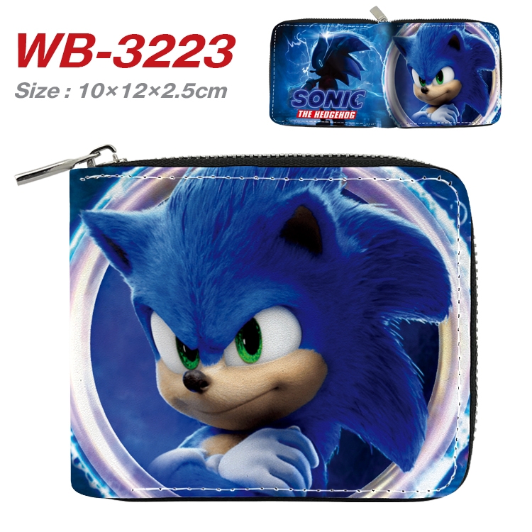 Sonic The Hedgehog Anime Full Color Short All Inclusive Zipper Wallet 10x12x2.5cm WB-3223A
