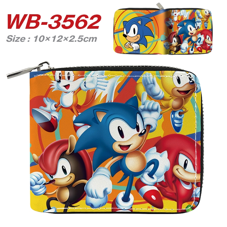 Sonic The Hedgehog Anime Full Color Short All Inclusive Zipper Wallet 10x12x2.5cm WB-3562A