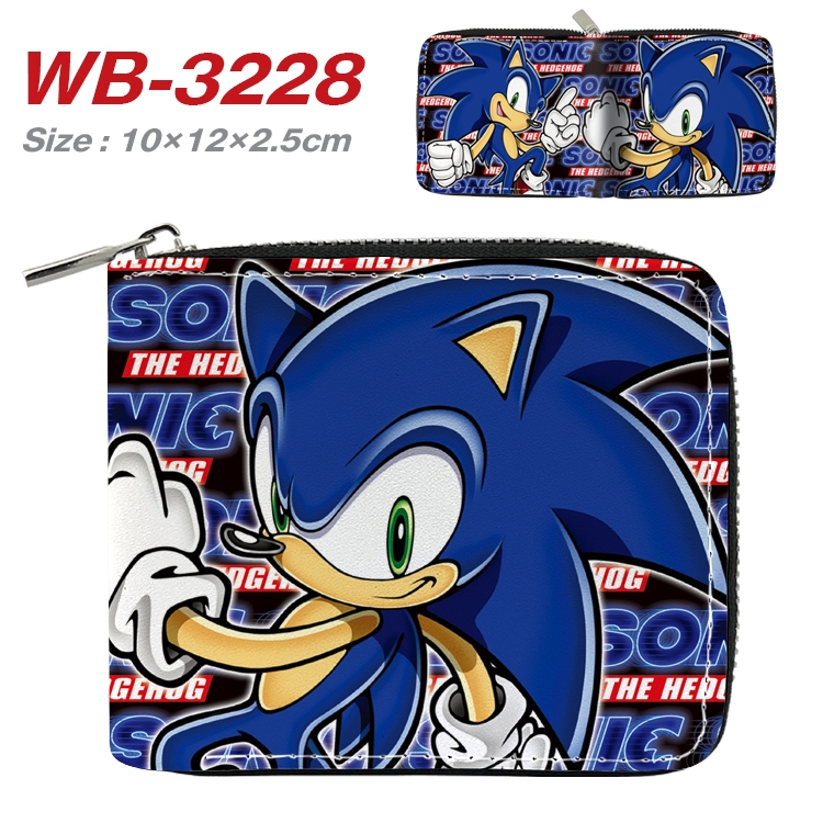 Sonic The Hedgehog Anime Full Color Short All Inclusive Zipper Wallet 10x12x2.5cm  WB-3228A