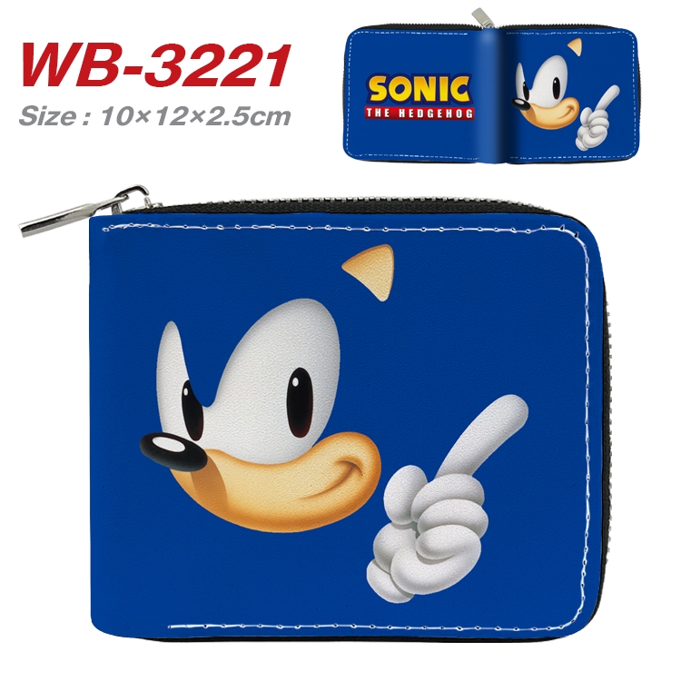 Sonic The Hedgehog Anime Full Color Short All Inclusive Zipper Wallet 10x12x2.5cm WB-3221A