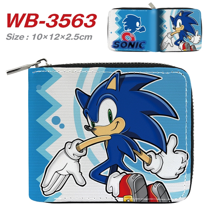Sonic The Hedgehog Anime Full Color Short All Inclusive Zipper Wallet 10x12x2.5cm WB-3563A