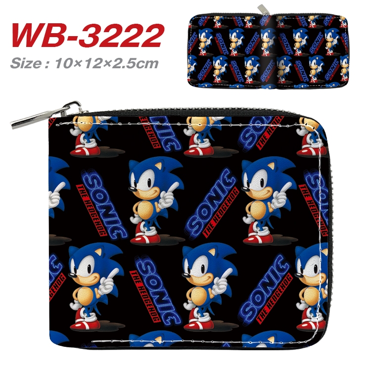 Sonic The Hedgehog Anime Full Color Short All Inclusive Zipper Wallet 10x12x2.5cm WB-3222A