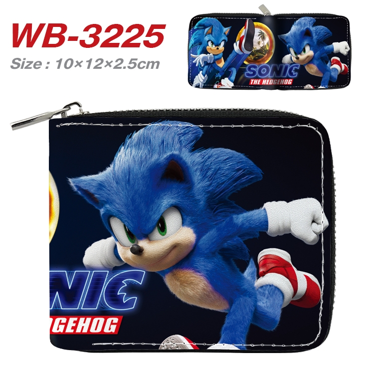 Sonic The Hedgehog Anime Full Color Short All Inclusive Zipper Wallet 10x12x2.5cm WB-3225A